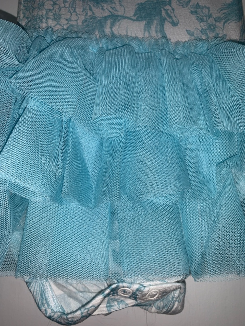 NWT Posh Peanut Charlotte Anne Tulle Skirt Bodysuit Dress 6-12M Blue Horses - Picture 6 of 8